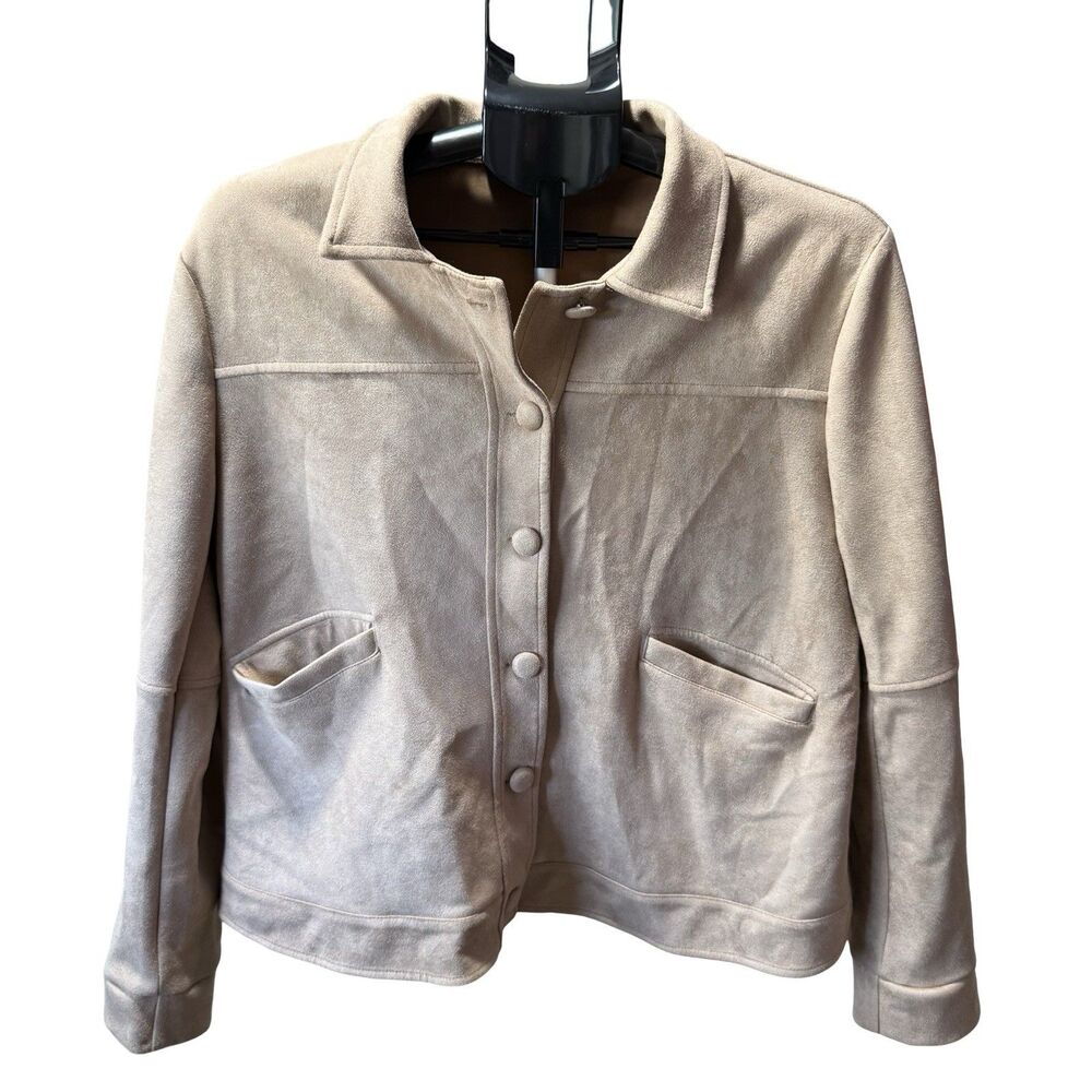 Solitaire Scuba Suede Collared Jacket Size XL Brown